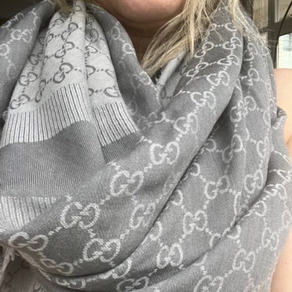 Gucci Accessories - Authentic Gucci Gray Wool and Silk Scarf
